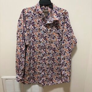 Ariat Floral Tropical Button Down Shirt Mens Purple XXL Fitted Cotton